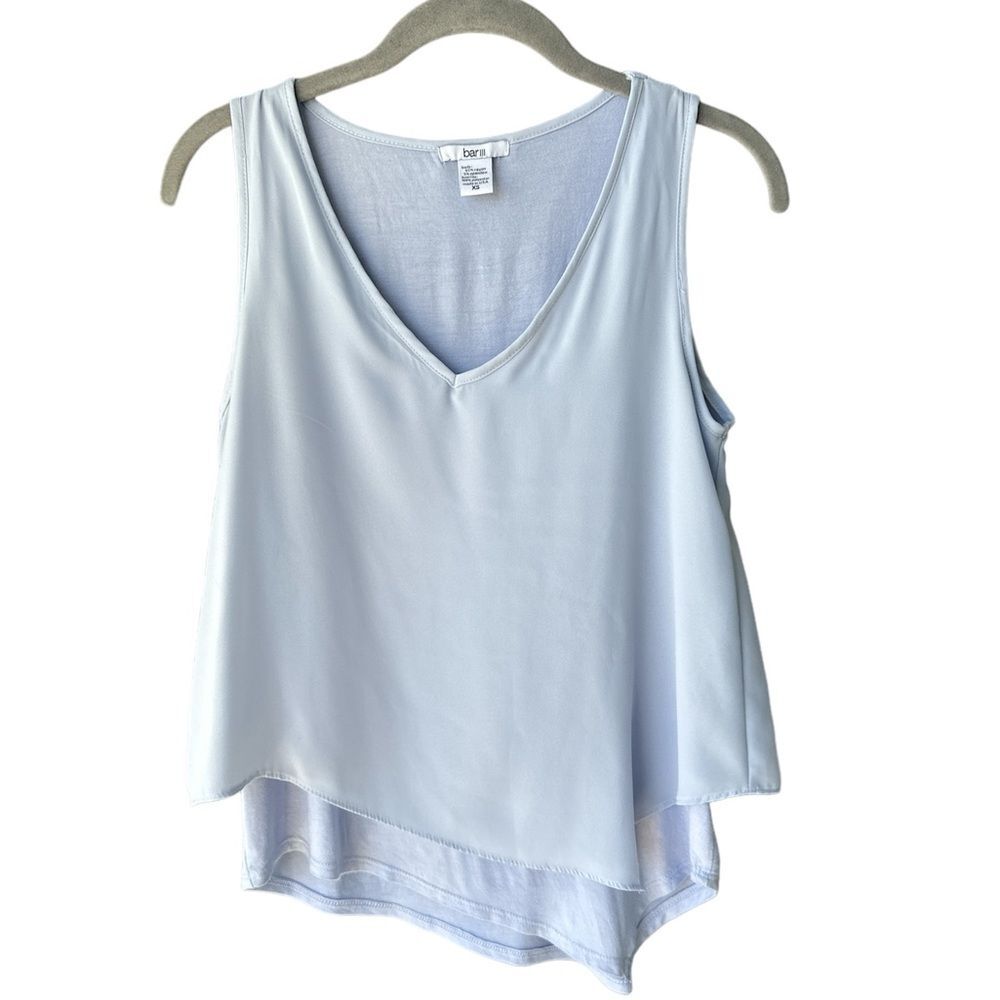 Bar III Layered Tank Light Blue Blouse Angled Size XS